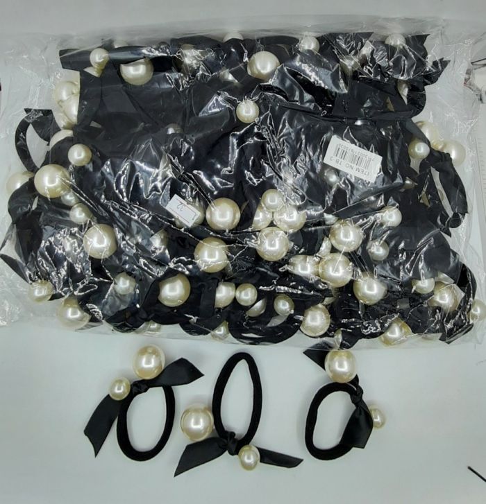 Black bow with pearls black (TV-3) Price is per piece!!!!