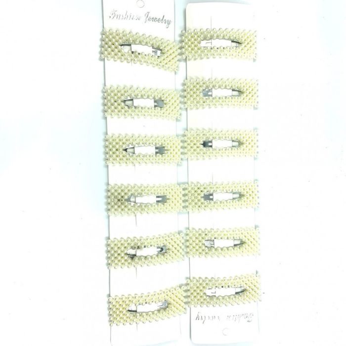 Clip - Click-clack for hair, 12 pieces, pearl ТRectangleУ .TV - 1489.