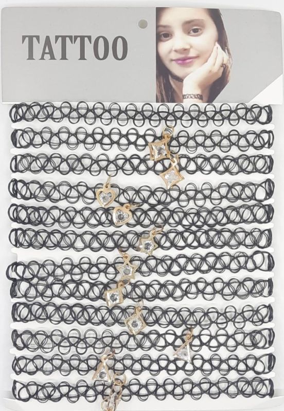 Choker TATTOO black with gold pendant (CH-194) Price is per piece!!!!