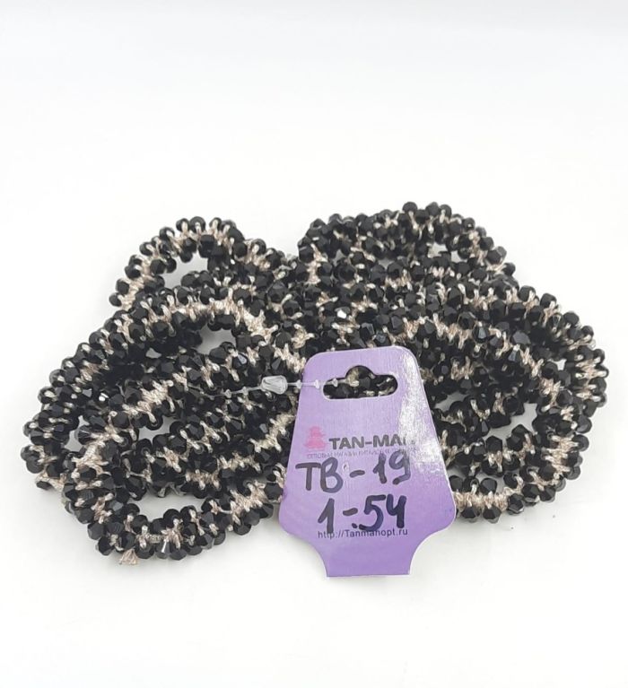 Hairband-bracelet from glass beads black TV-19 Price is per piece!!!!