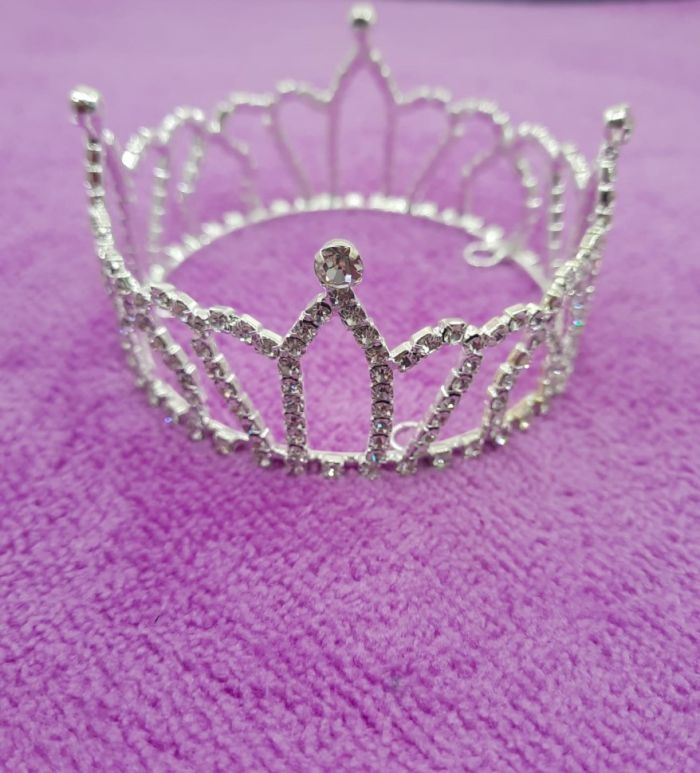 Tiara for hair ТCrownУ in stones, silver. TV - 1549.