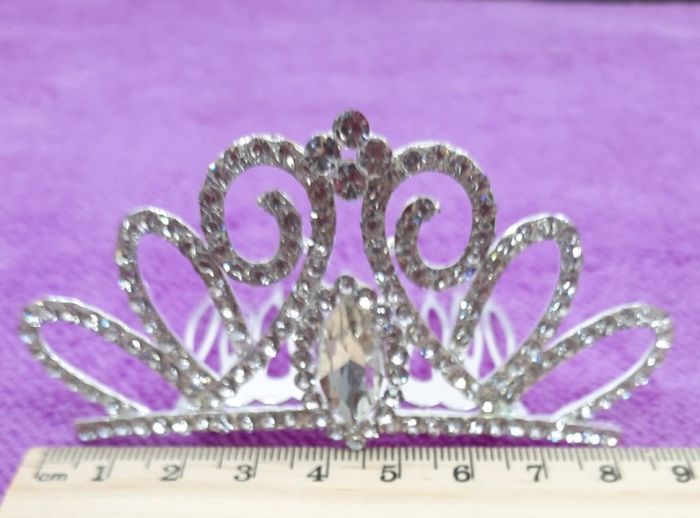 Hair comb ТCrownУ with stones, handmade, silver. TA - 280.