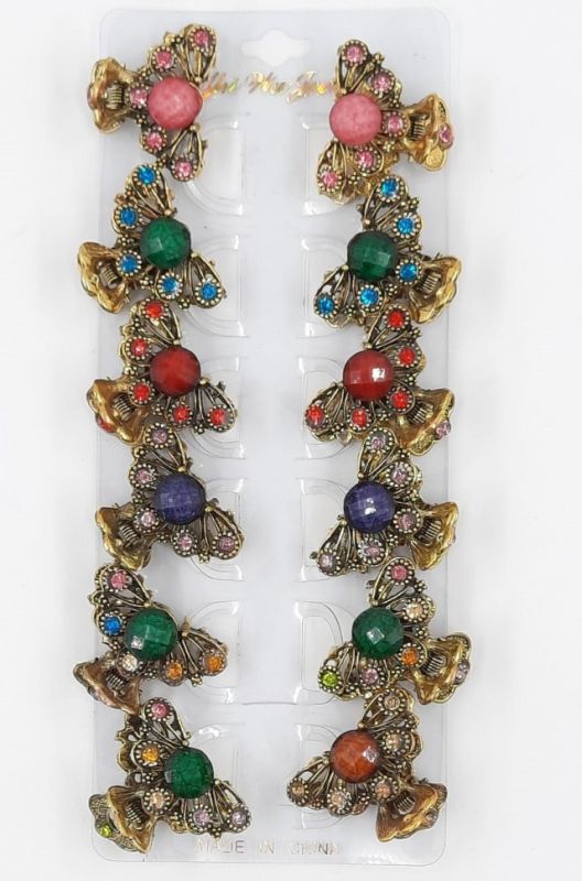 Hair Clip - Hair Crab Metal with stones Bronze (TA-264) (12)