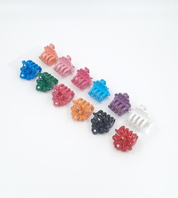 Hair clip - Crab for hair Colorful with rhinestone 3cm (TV-02-36) Price is per piece!