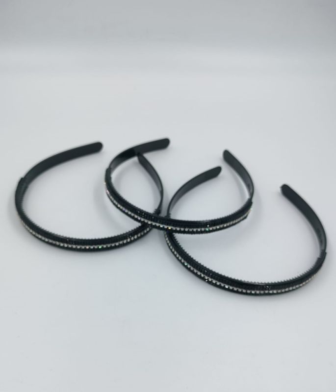 Plastic hairband ТRhinestonesУ black (TA-286) (12)