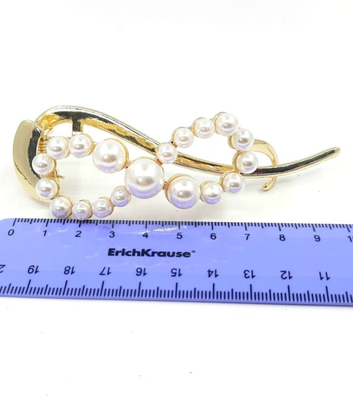 Hair Clip Metal Gold with Pearls #1 (TV-7308)