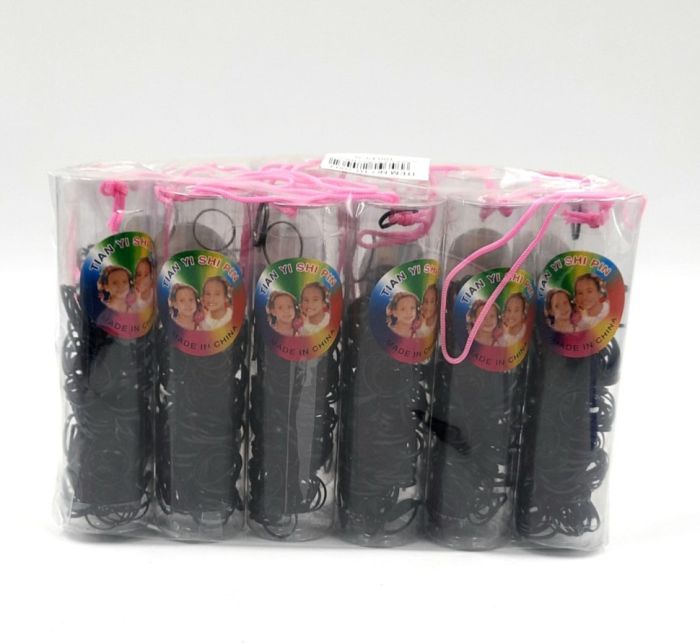 Silicone hair bands ТblackУ 12 tubes (TV-7003) Price is per pack!