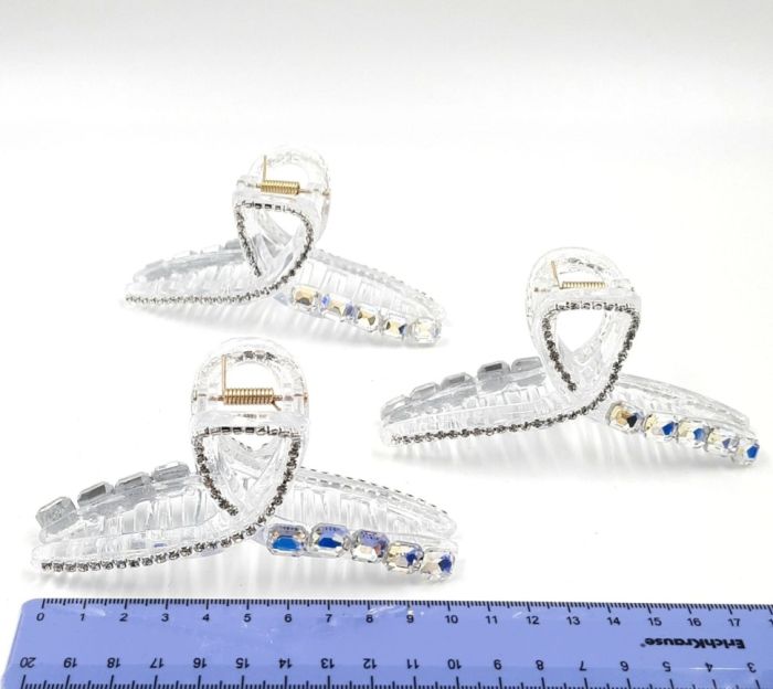 Plastic transparent hair crab (stones / rhinestones) (TV-7151)