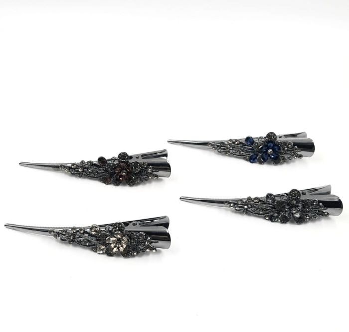 Hairpin - Clip Clamp Duck Metal (rhinestones / stones) (TV-7283)