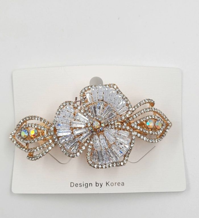 Hair Clip - Hair Machine Metallic Gold (rhinestones / stones) (TV-7304) K12