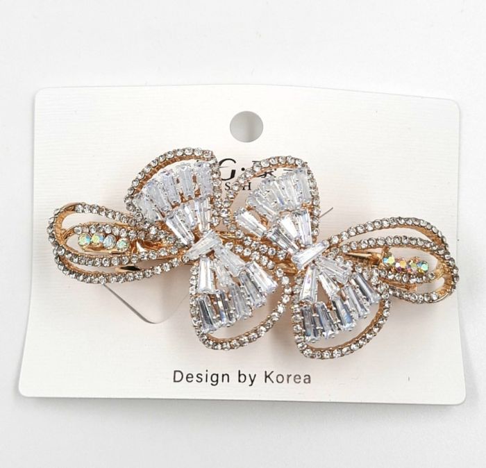 Hair Clip - Hair Machine Metal Gold (rhinestones / stones) (TV-7305) K12