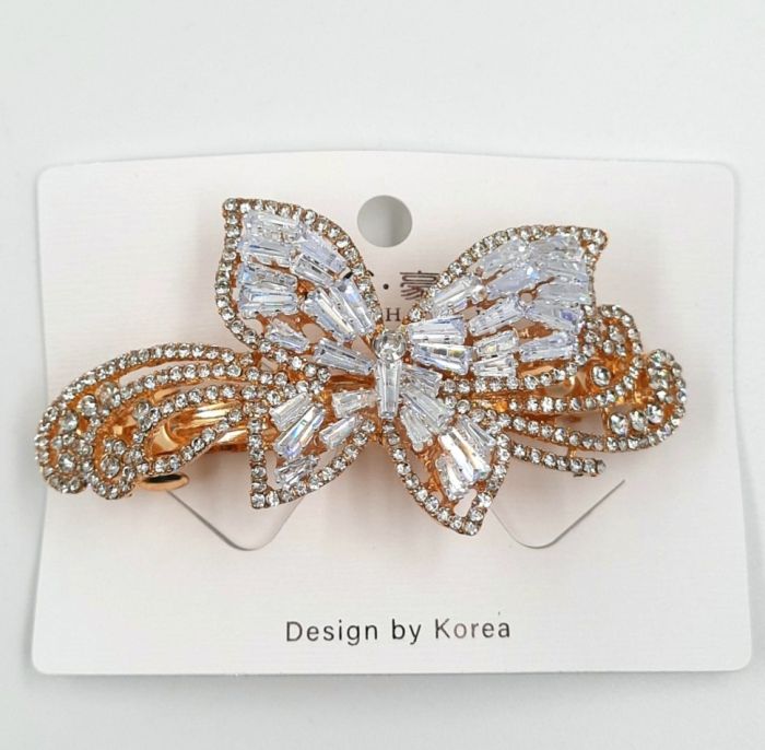 Hair Clip - Hair Machine Metallic Gold (rhinestones / stones) (TV-7306) K12