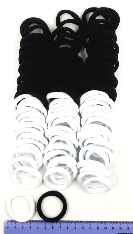 OK hair bands (100 pieces) Black White (TV-7063)