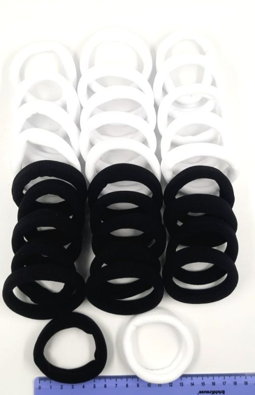 OK Hair Rings (30 pieces) Black White (TV-7077)