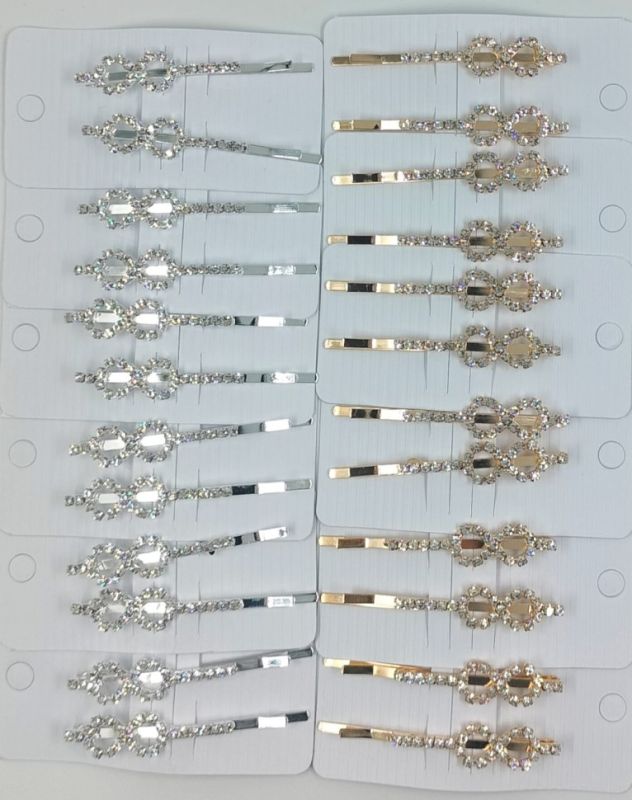 Rhinestone Hairpins 2 pieces (gold/silver) (TV-7570)