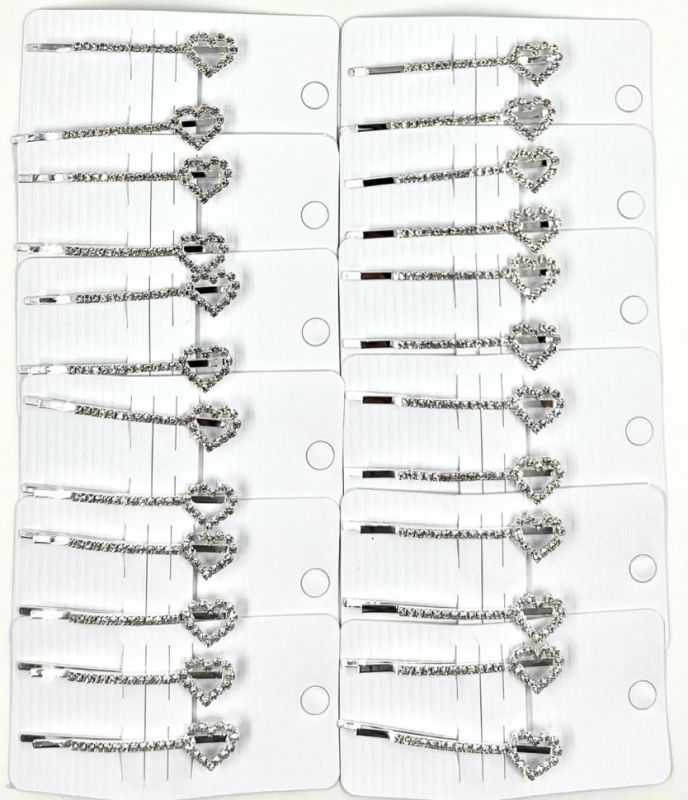 Rhinestone Hairpins 2 pieces (silver) (TV-7574)