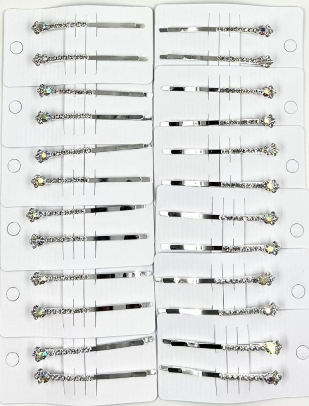 Rhinestone Hairpins 2 pieces (silver) (TV-7579)