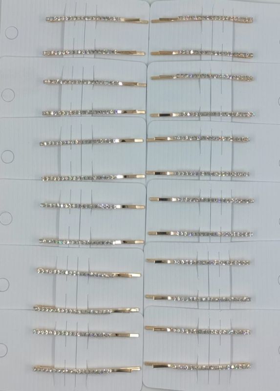 Rhinestone Hairpins 2 pieces (gold) (19 rhinestones) (TV-7583)