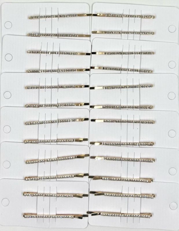 Hairpins with Rhinestones 2 pieces (gold) (rhinestone 21) (TV-7584)