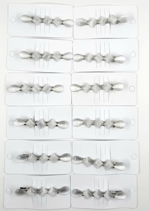 Hairpin - Paw Clamp Metal Duck Clamp with stones (silver) (TV-7567) K12