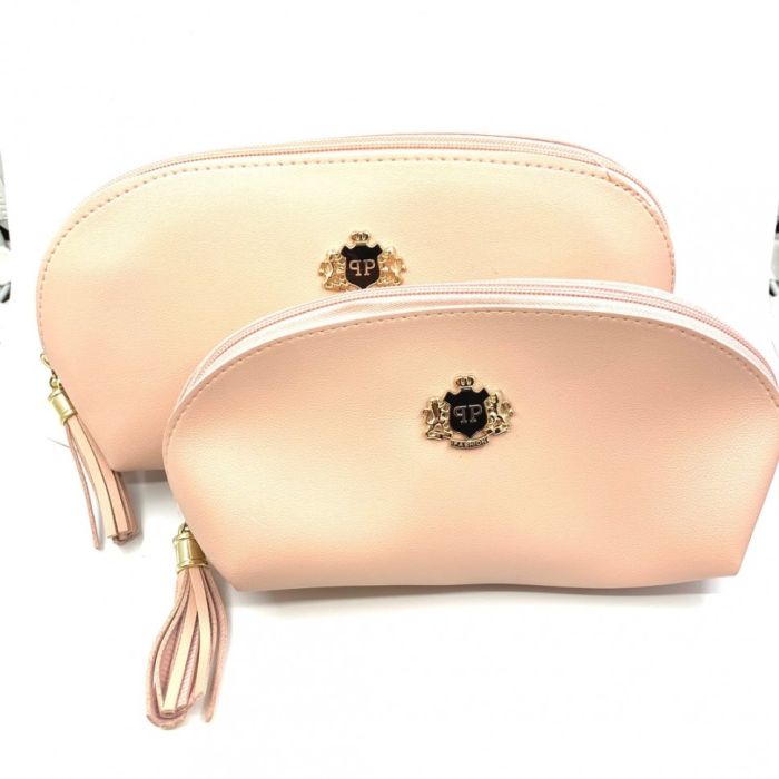 Cosmetic bag with gold lettering, Peach, 2 in 1. TV - 1517.