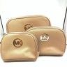 Cosmetic bag with gold lettering, beige, 3 in 1.TV - 1522.