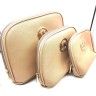 Cosmetic bag with gold lettering, beige, 3 in 1.TV - 1522.