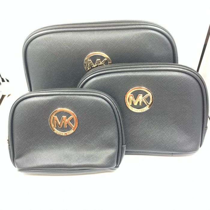 Cosmetic bag with gold lettering, black, 3 in 1. TV - 1522.