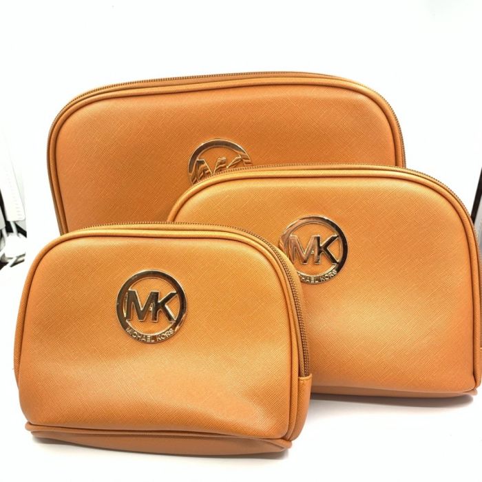 Cosmetic bag with gold inscription, orange, 3 in 1. TV - 1522.