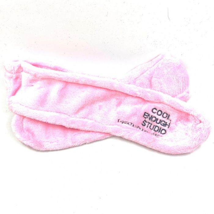 Headband for cosmetic procedures with inscription, pink.