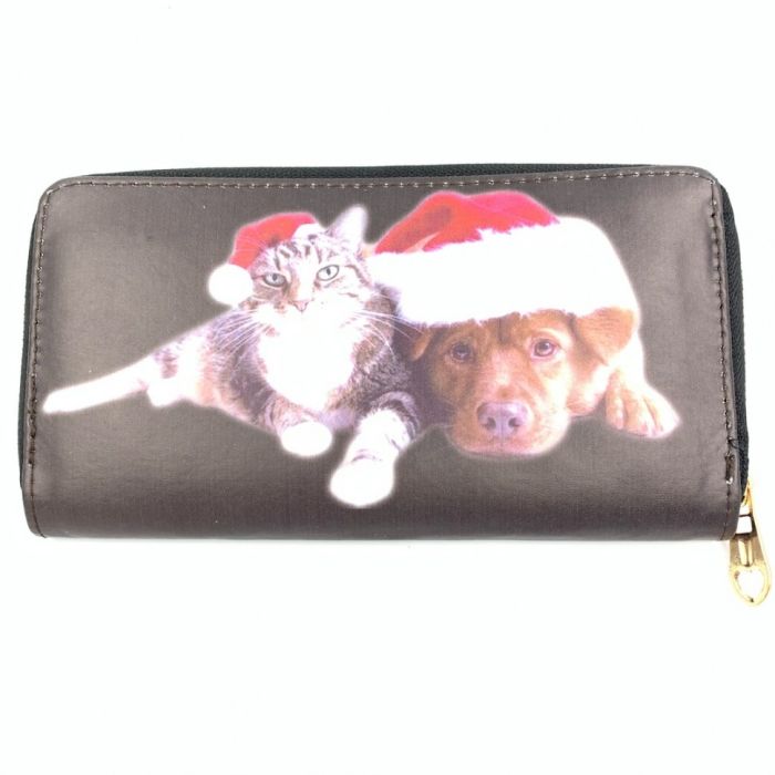 Purse ТCat and DogУ with zipper, black, with inner pockets.