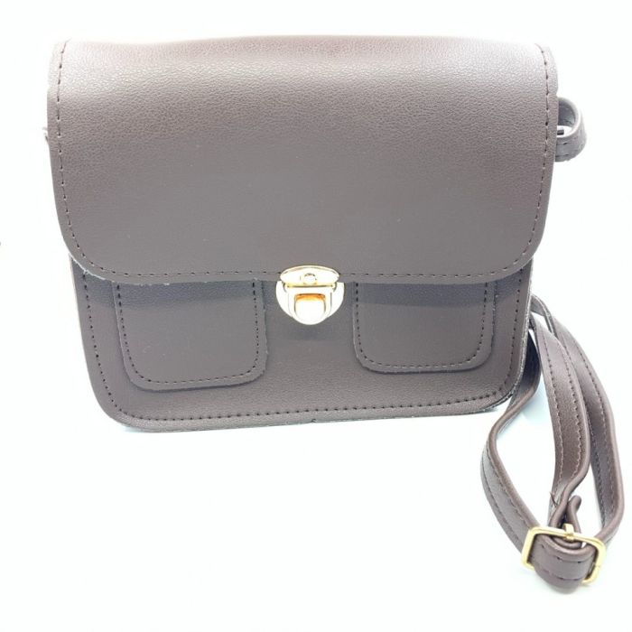 Bag ТPocketsУ brown, with gold clasp and long handle. TA - 320.