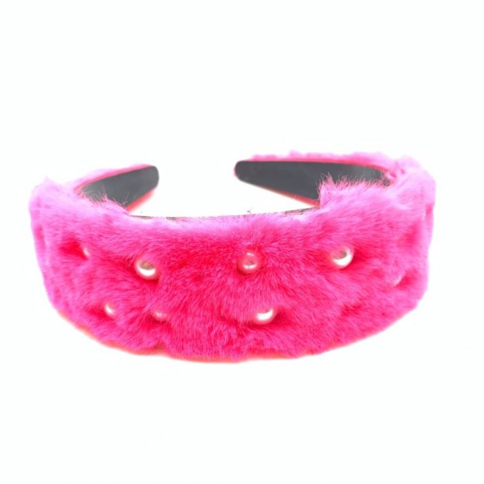 Hairband fur hair ТFluffyУ with pearls 4cm (TV-1499)